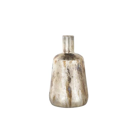 Bronze & Cream Foiled Metal Vase with Blue Accents